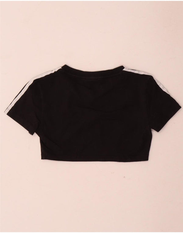 Adidas Womens Crop T-Shirt Top UK 6 XS Sort Bomuld