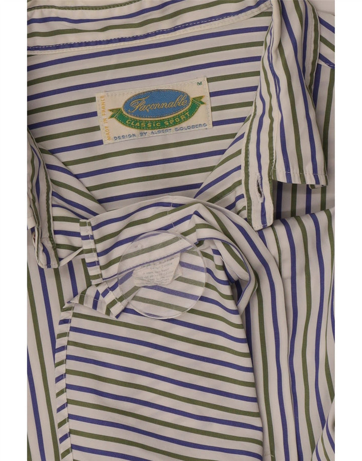 Faconnable Kortærmet Herreskjorte Medium Off White Stribet bomuld