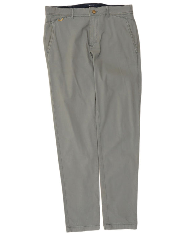 Zara Herre Lige Chinobukser EU 42 Large W32 L31 Blå Bomuld