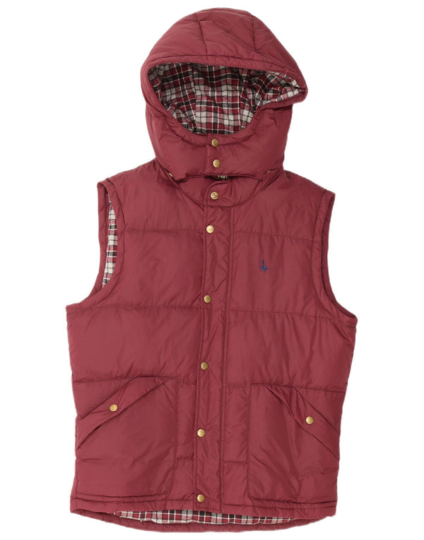 JACK WILLS Herre Hooded Padded Gilet UK 38 Medium Burgundy Nylon