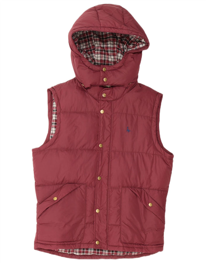 JACK WILLS Herre Hooded Padded Gilet UK 38 Medium Burgundy Nylon
