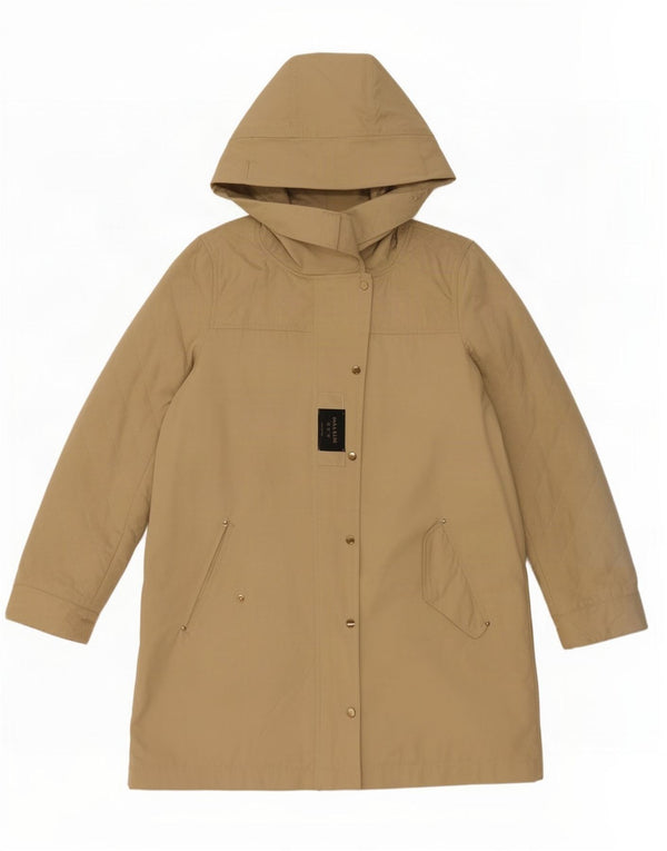 Zara Regnfrakke med hætte til kvinder UK 14 Medium Khaki Polyester