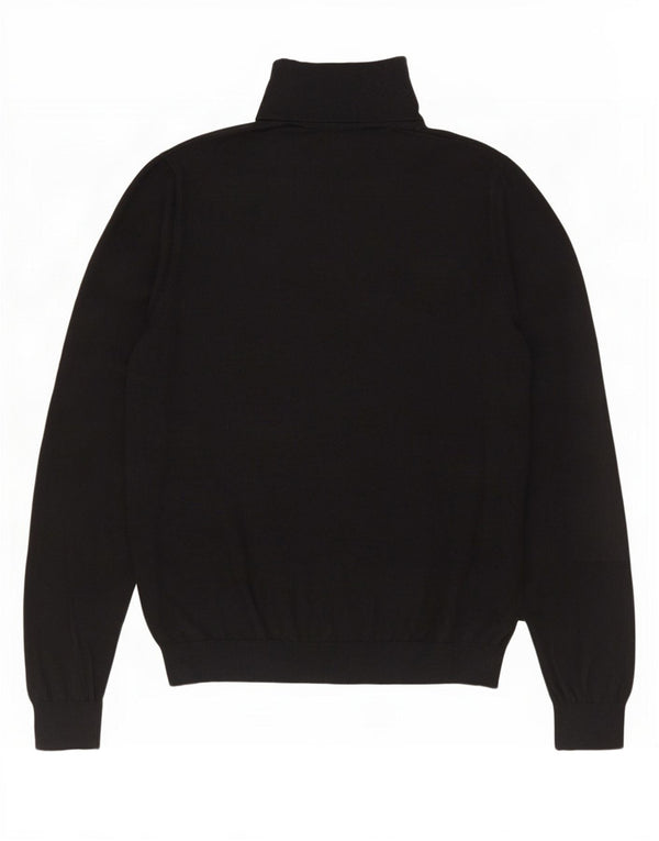 Massimo Dutti Dame Roll Neck Jumper Sweater UK 16 Stor Sort Bomuld