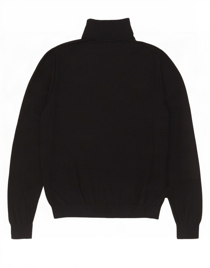 Massimo Dutti Dame Roll Neck Jumper Sweater UK 16 Stor Sort Bomuld