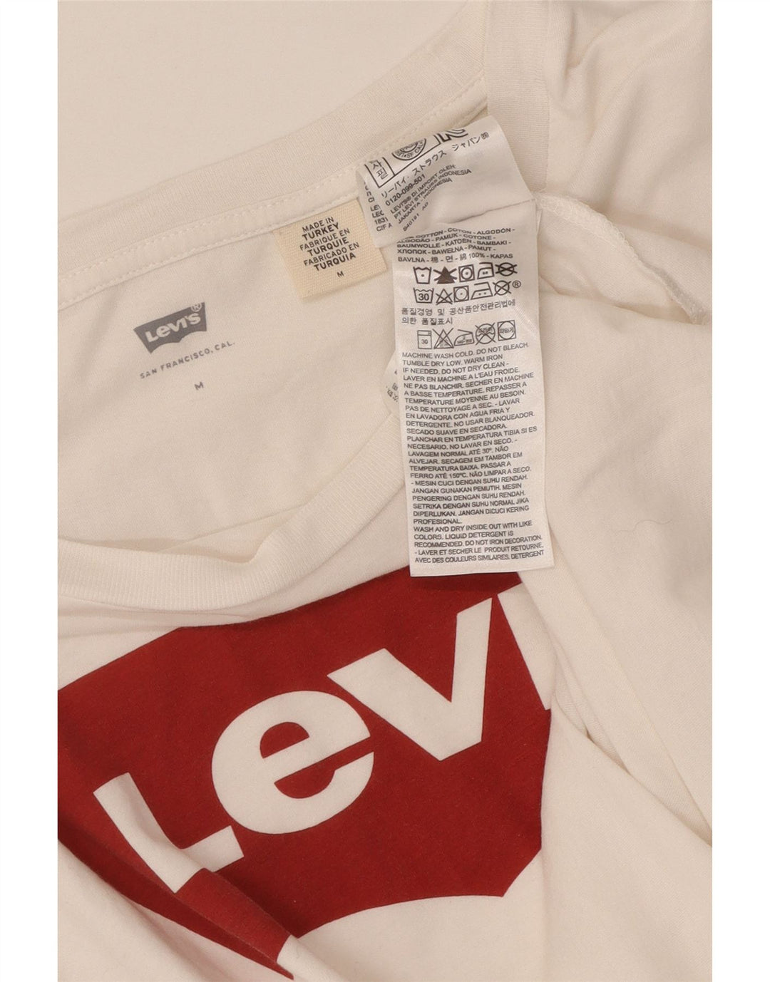 Levi's Grafisk T-shirt top til kvinder UK 12 Medium hvid bomuld