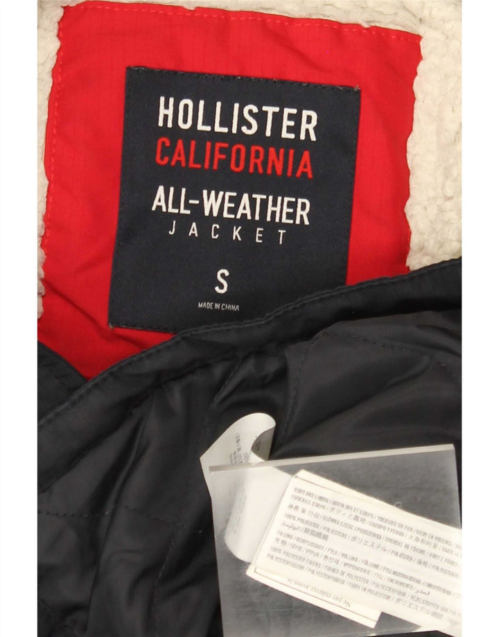 Hollister Herre Hooded Windbreaker Jacket UK 36 Small Navy Blue Polyester