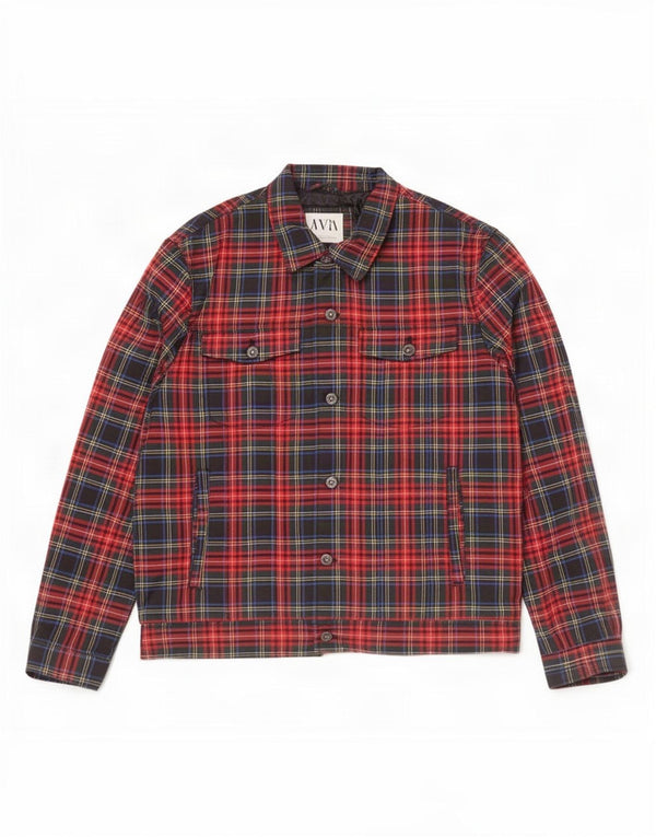 Zara Mens Bomber Jacket UK 40 Large Multicoloured Plaid Polyester