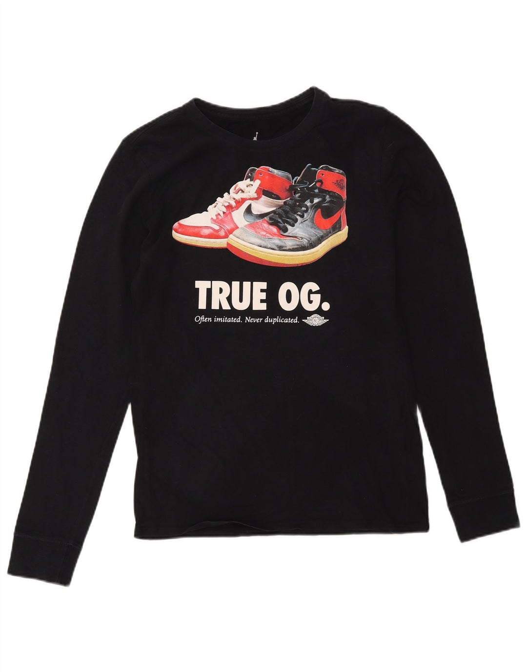 Jordan Herre grafisk top langærmet lille sort bomuld