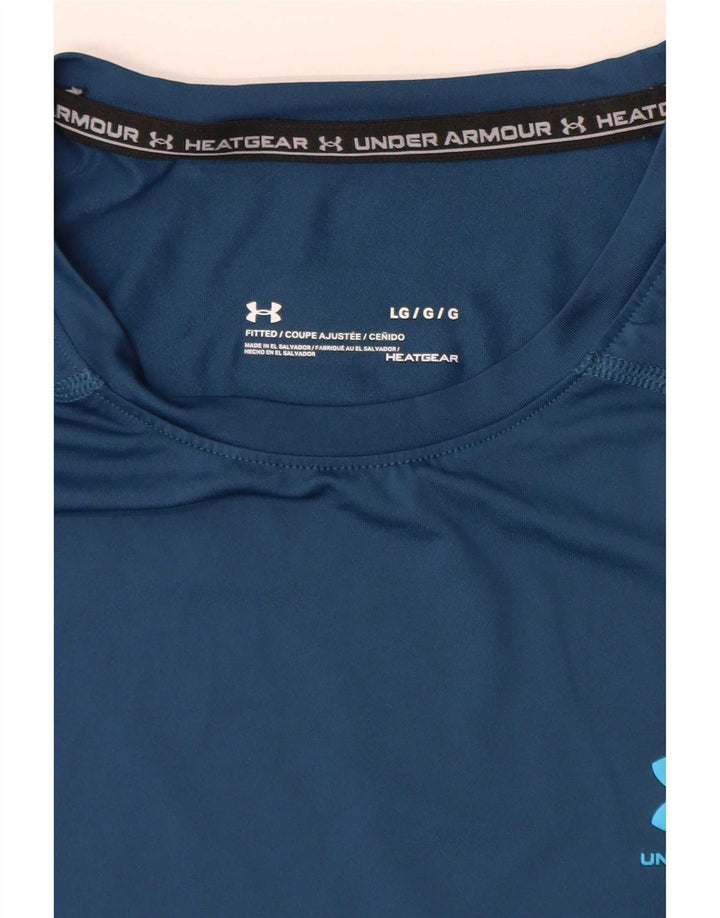 Under Armour Herre Heat Gear T-Shirt Top Stor Blå