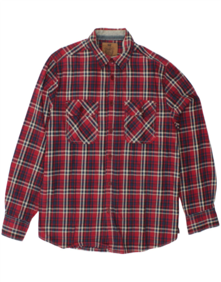 VINTAGE Mens Flannel Shirt Large Red Check Cotton