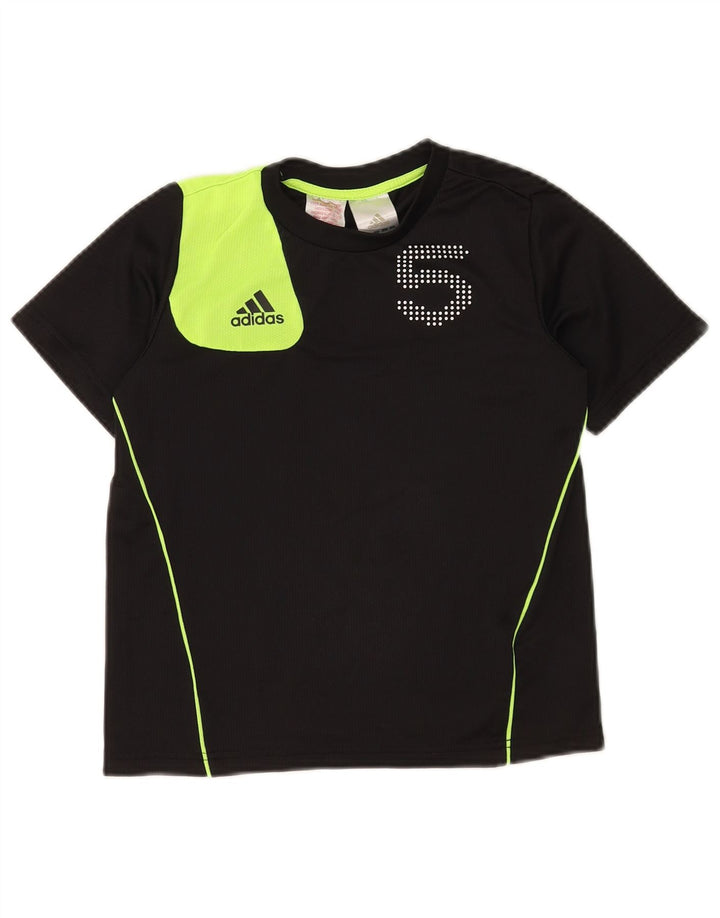 Adidas Boys Grafisk T-Shirt Top 9-10 år Sort Colourblock Polyester
