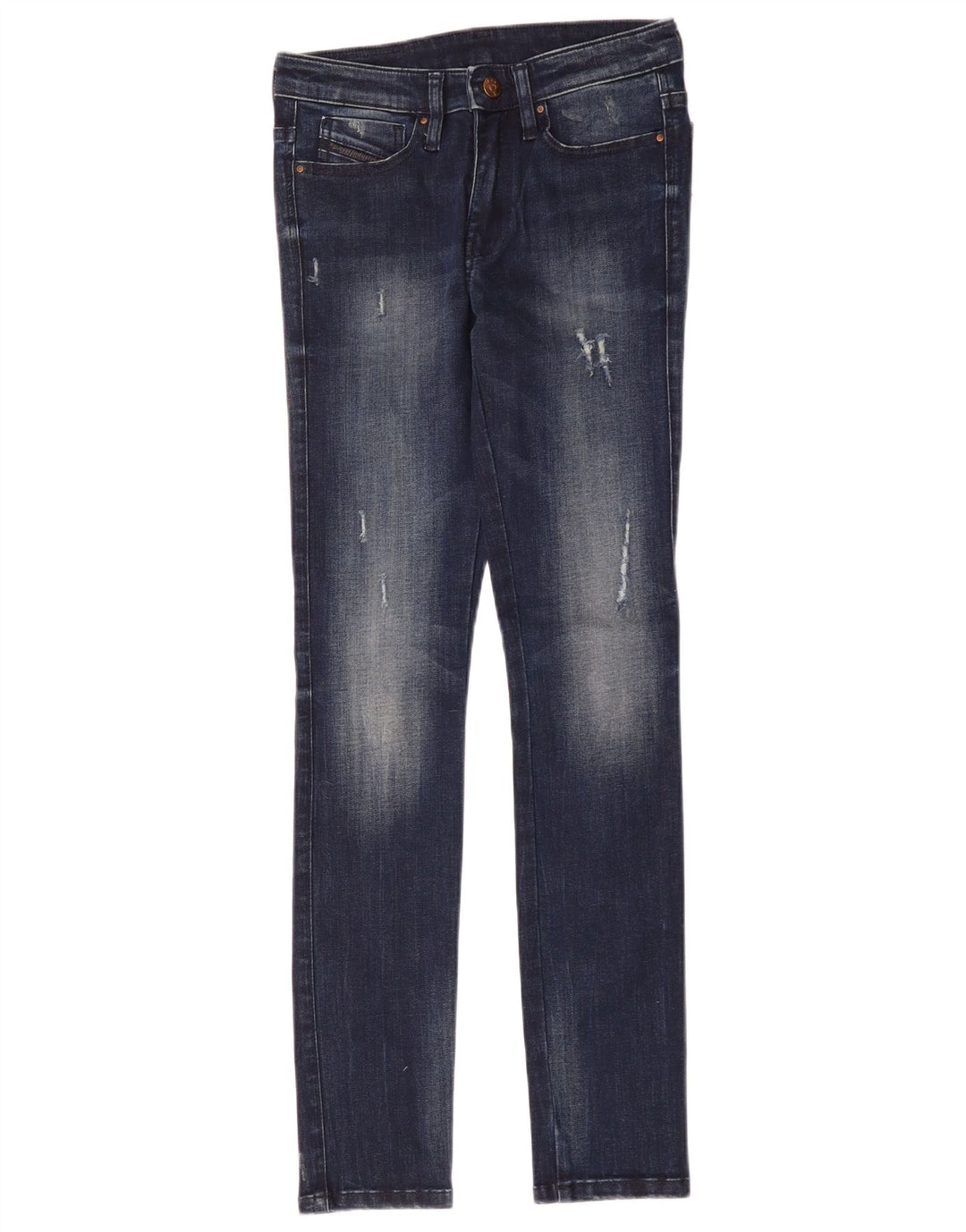 DIESEL Dame Distressed Skinny Jeans W26 L29 Blå Bomuld