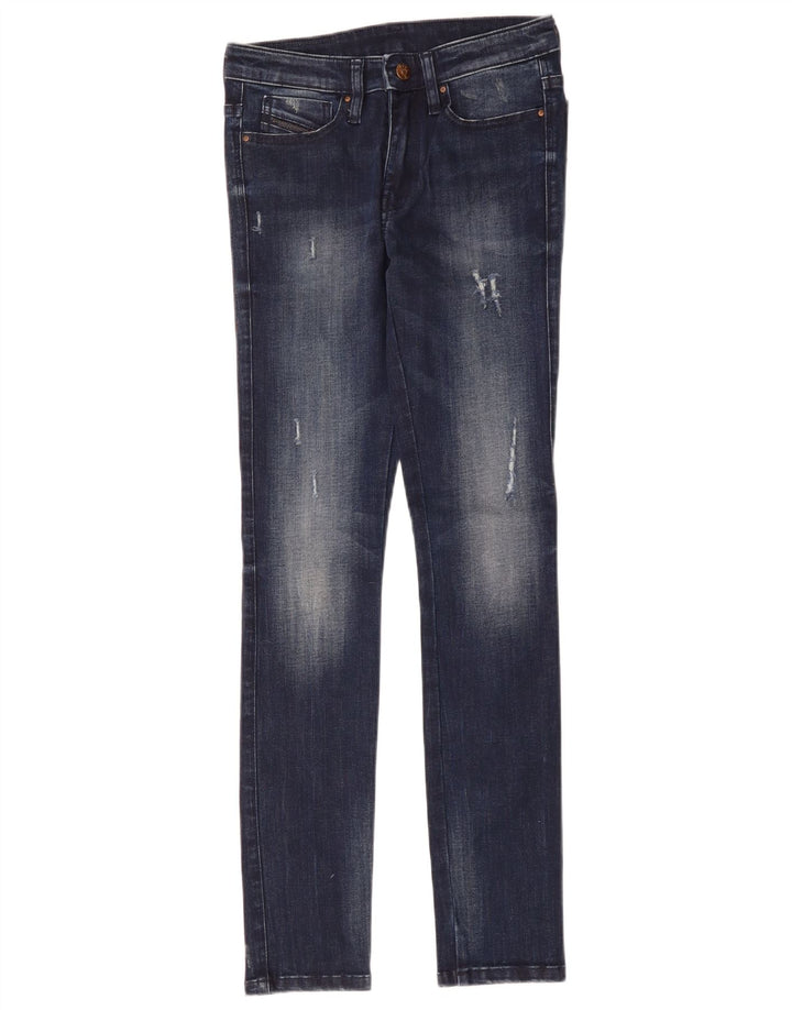DIESEL Dame Distressed Skinny Jeans W26 L29 Blå Bomuld