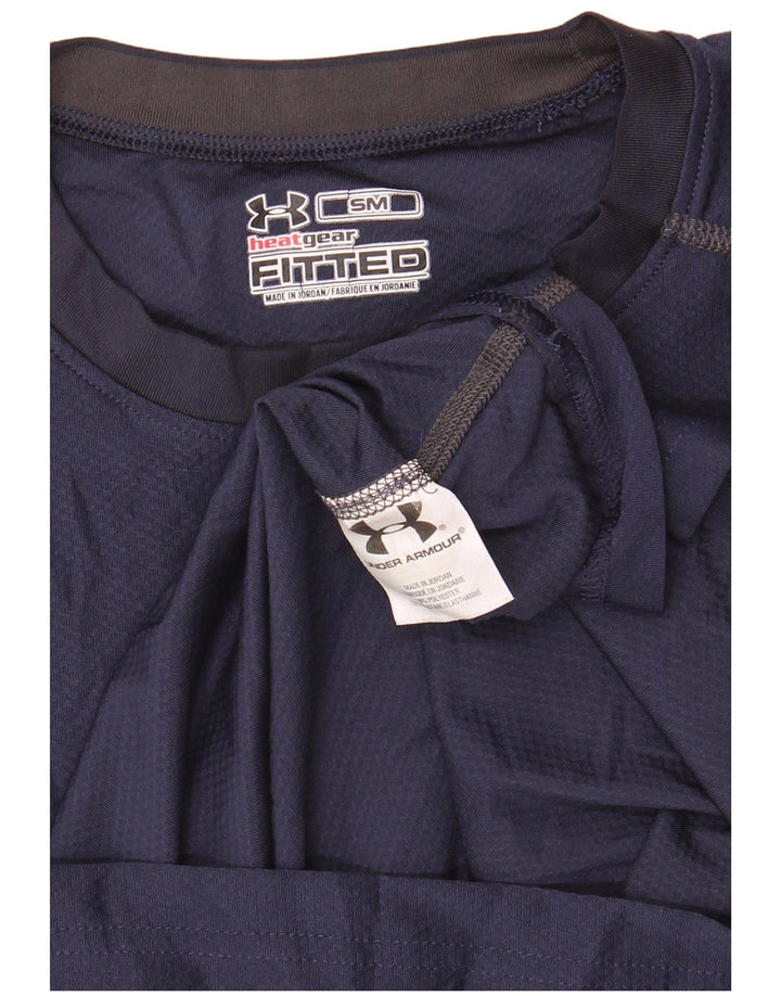 Under Armour Herre Heat Gear T-Shirt Top Small Navy Blue Polyester