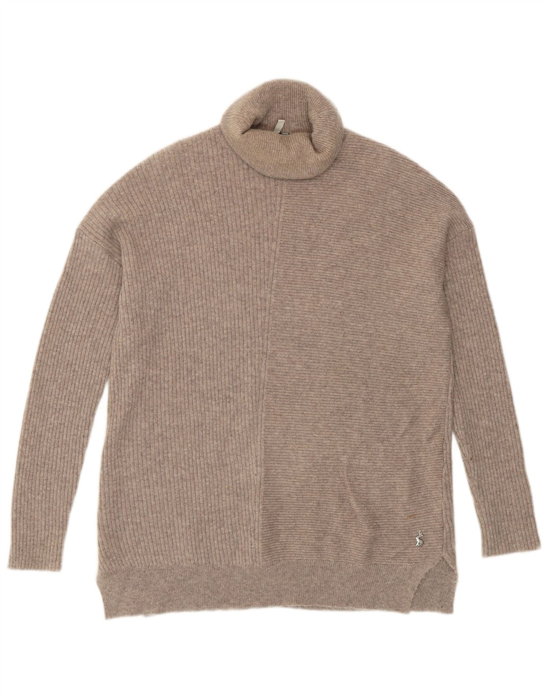 Joules Dame Oversized Roll Neck Jumper Sweater UK 8 Small Beige Cashmere