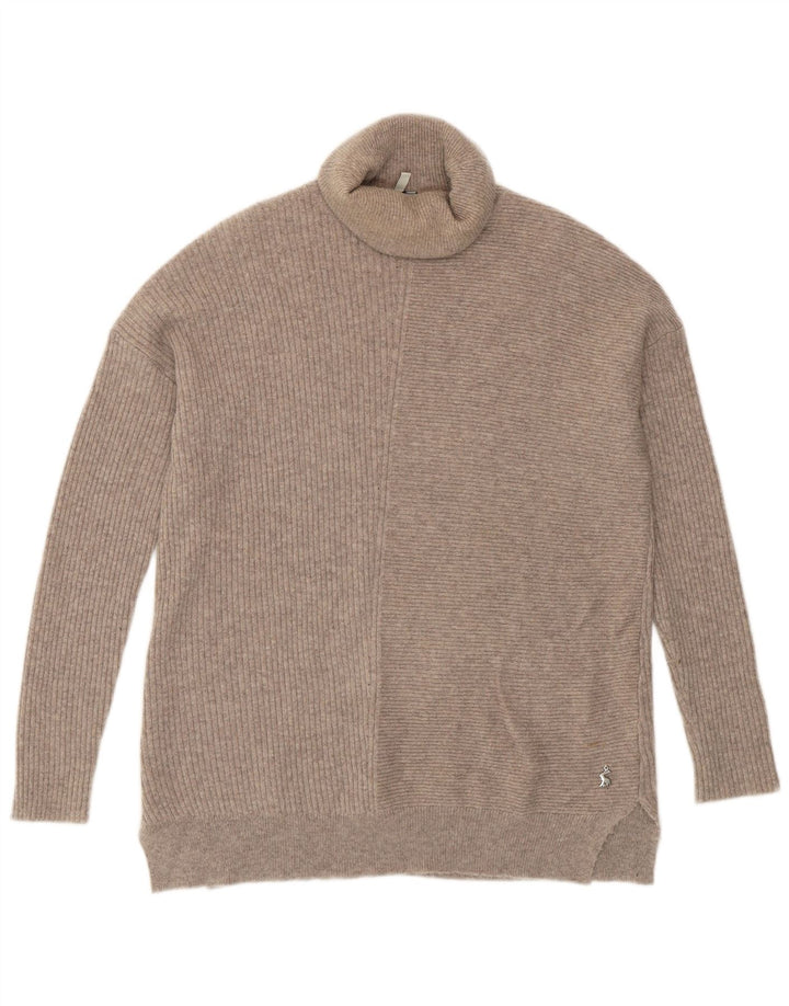 Joules Dame Oversized Roll Neck Jumper Sweater UK 8 Small Beige Cashmere
