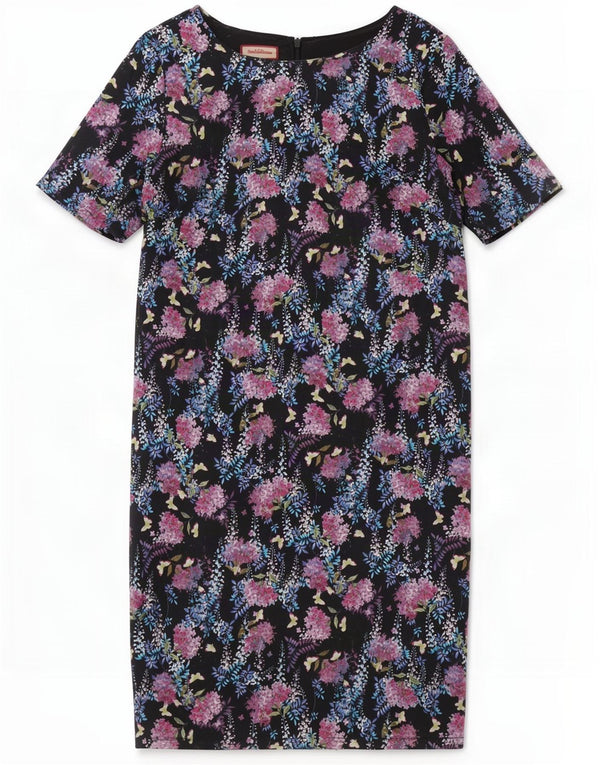 Joe Browns Womens Shift Dress UK 14 Large Black Floral Cotton