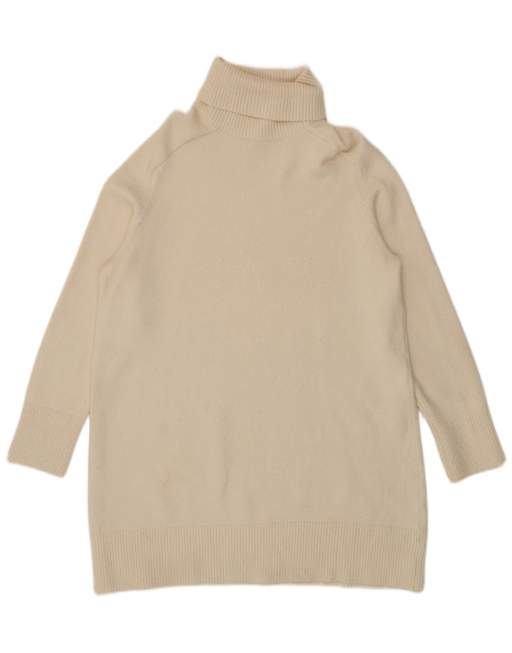 Zara Dame Roll Neck Jumper Sweater UK 16 Large Beige Viscose