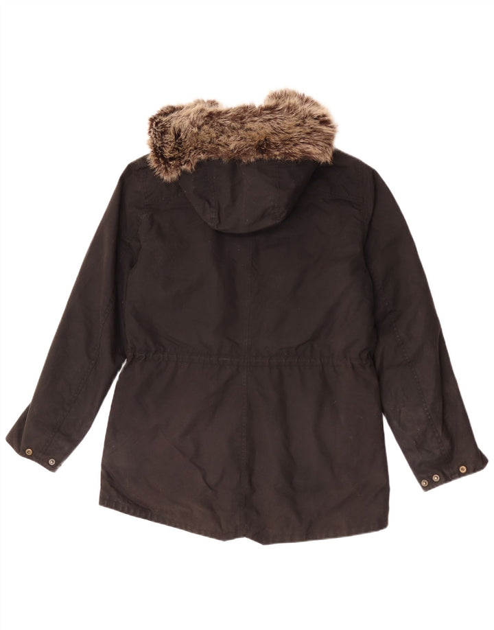 Barbour Dame Hætte Vokset Bomuldsjakke UK 12 Medium Sort