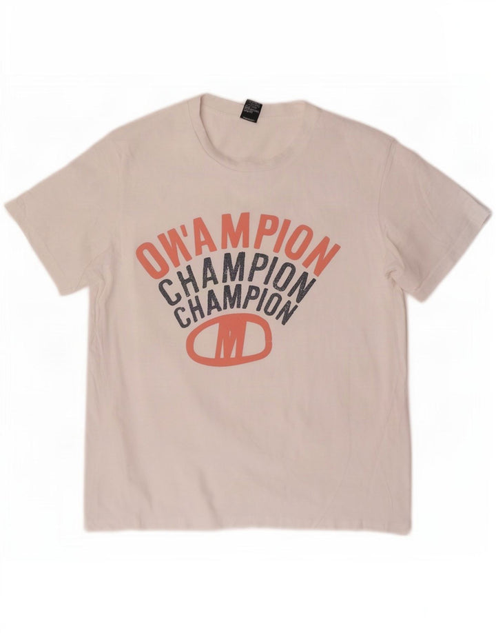 Champion Herre Grafisk T-Shirt Top Medium White