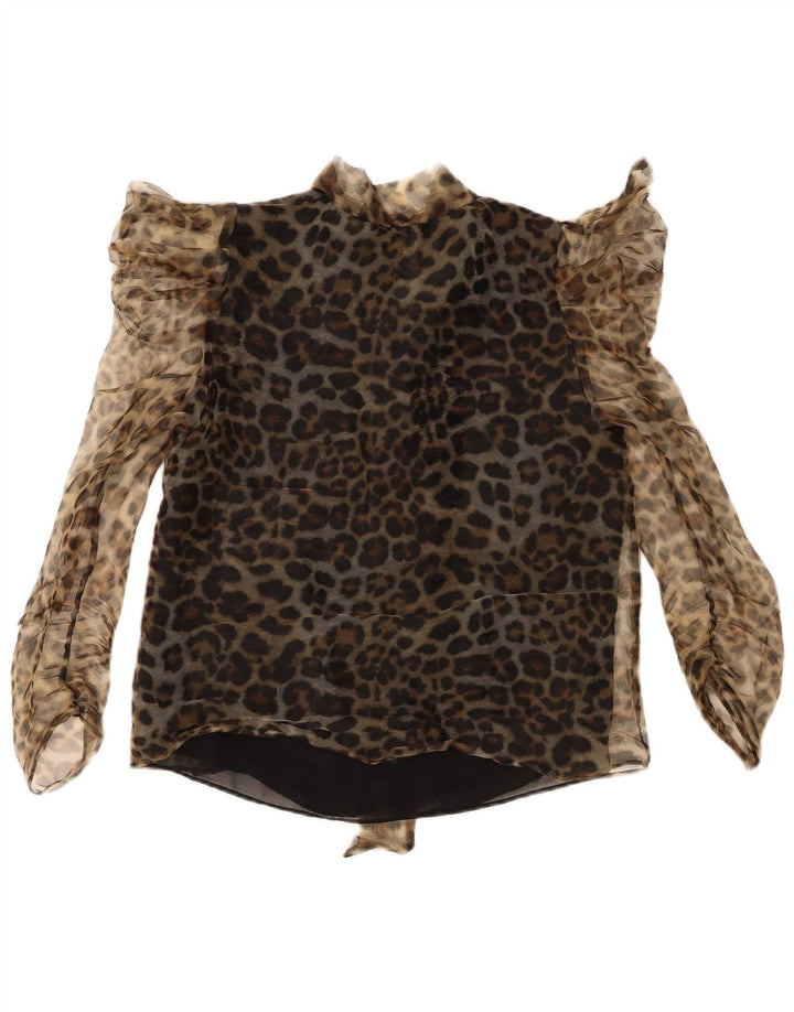 Zara Damebluse Top UK 10 Små brune dyreprint