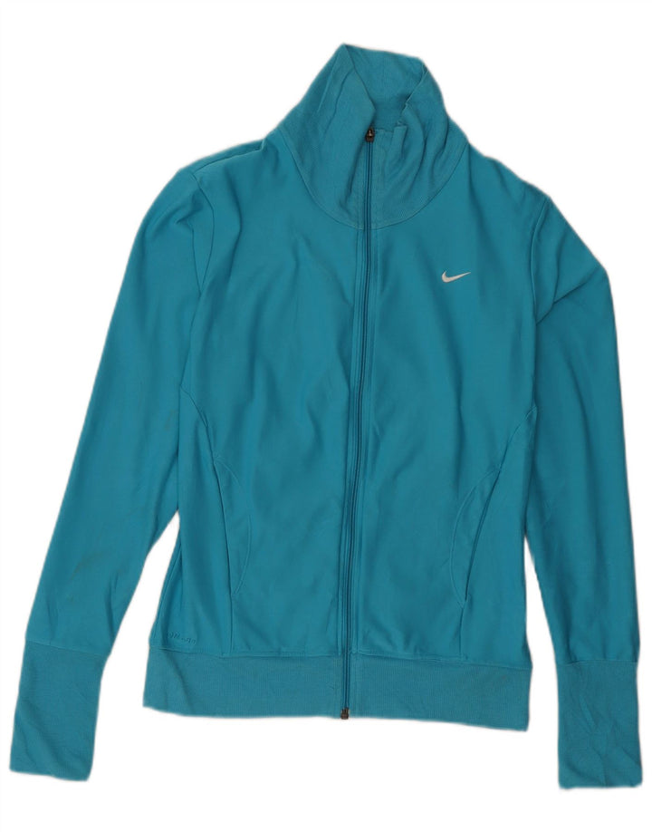 NIKE Dri Fit træningsdragt topjakke til kvinder UK 8/10 Lille blå polyester