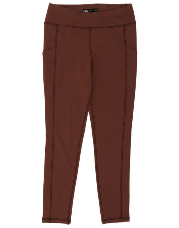 Zara Dame Leggings Medium W28 L29 Brun Viscose