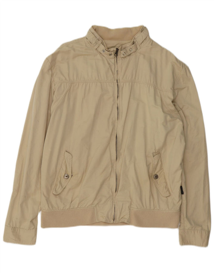 Sergio Tacchini Herre Bomber Jacket UK 44 2XL Beige Bomuld