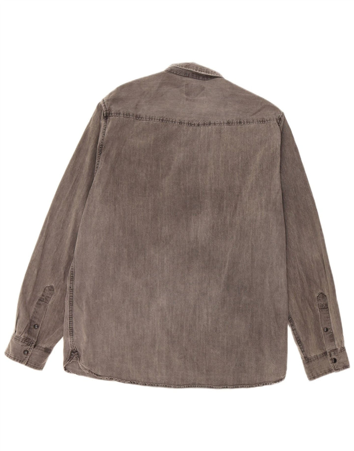 Zara Herre Regular Fit Denim Shirt XL Grå Bomuld