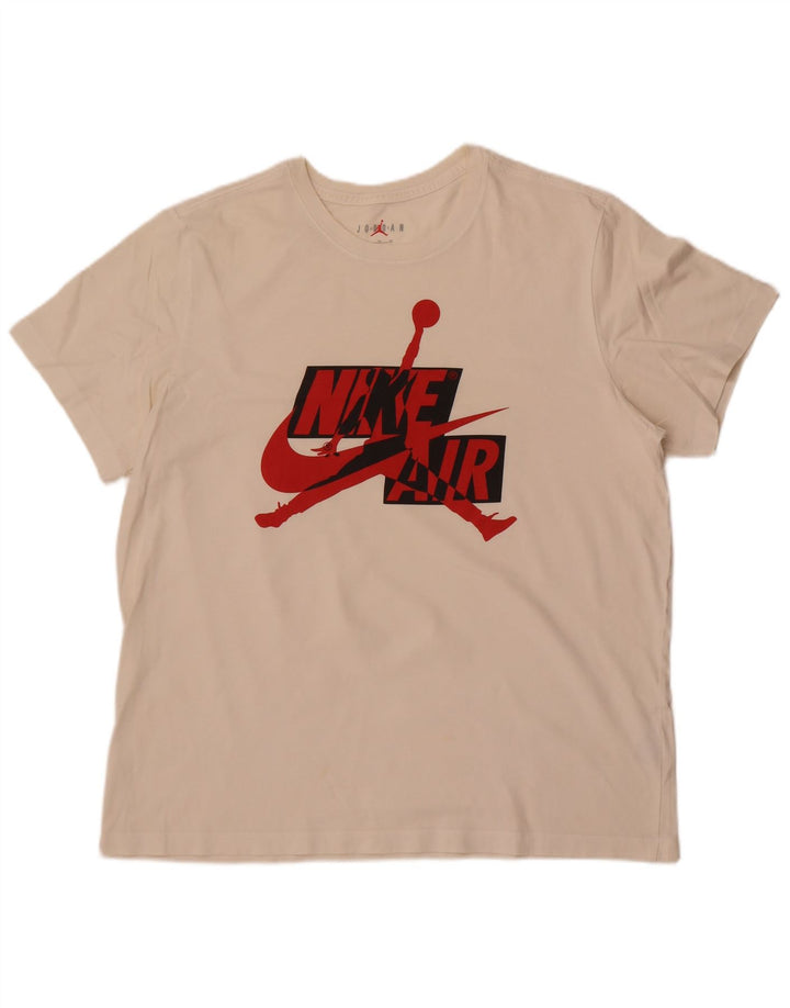Jordan Herre Grafisk T-Shirt Top XL Hvid Bomuld