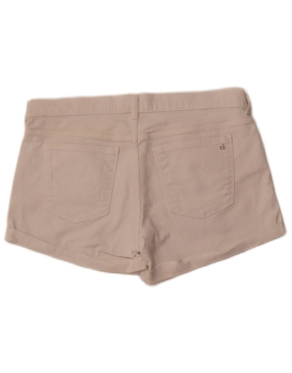 CALVIN KLEIN Dame Denim Shorts US 8 Medium W32 Hvid Bomuld