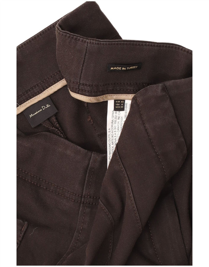 Massimo Dutti Dame Straight Cropped Trousers EU 40 Medium W30 L26 Brun