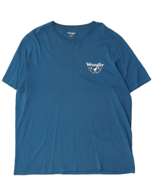 Wrangler Herre T-Shirt Top 2XL Blå Bomuld