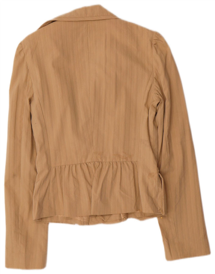 LUISA SPAGNOLI Dame Open Blazer Jacket IT 40 Small Beige Pinstripe