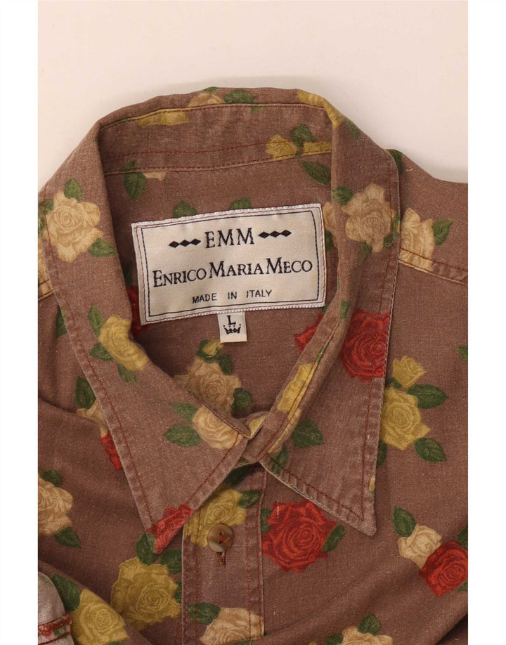 Vintage herreskjorte stor brun blomster