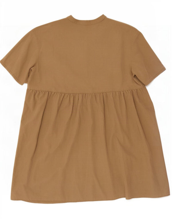 Zara Womens Oversized Tiered Dress UK 6 XS Beige Lyocell