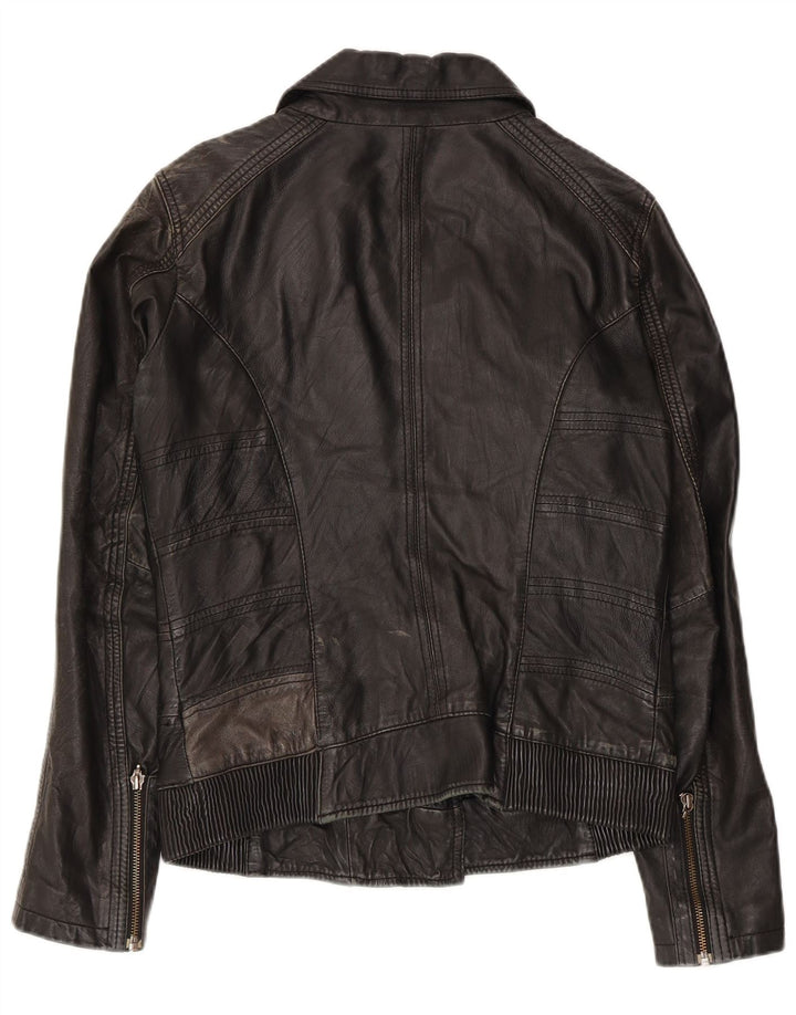 Bomboogie Dame Læder Biker Jacket UK 14 Medium Sort