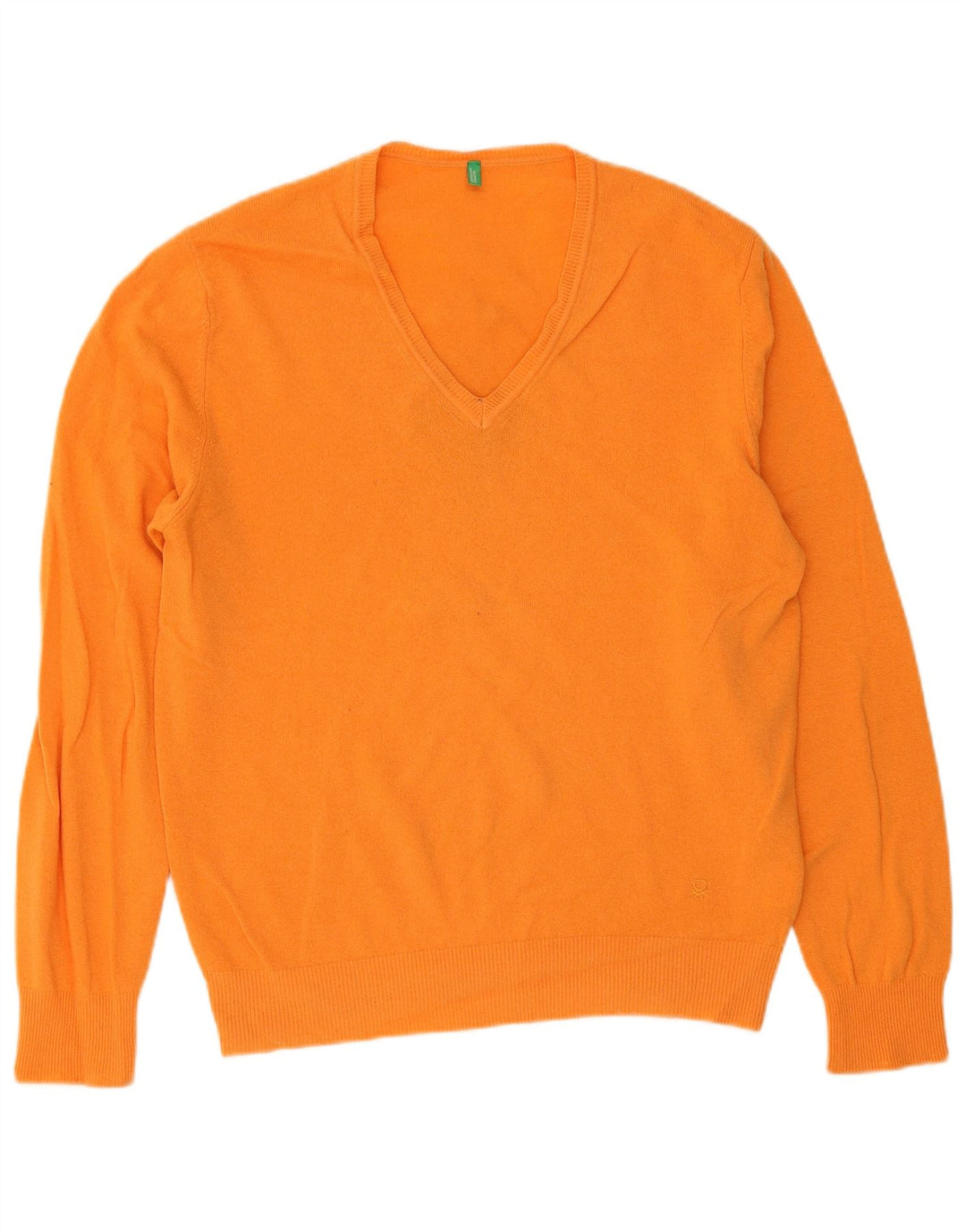 Benetton Herre V-hals sweater XL Orange Virgin Wool