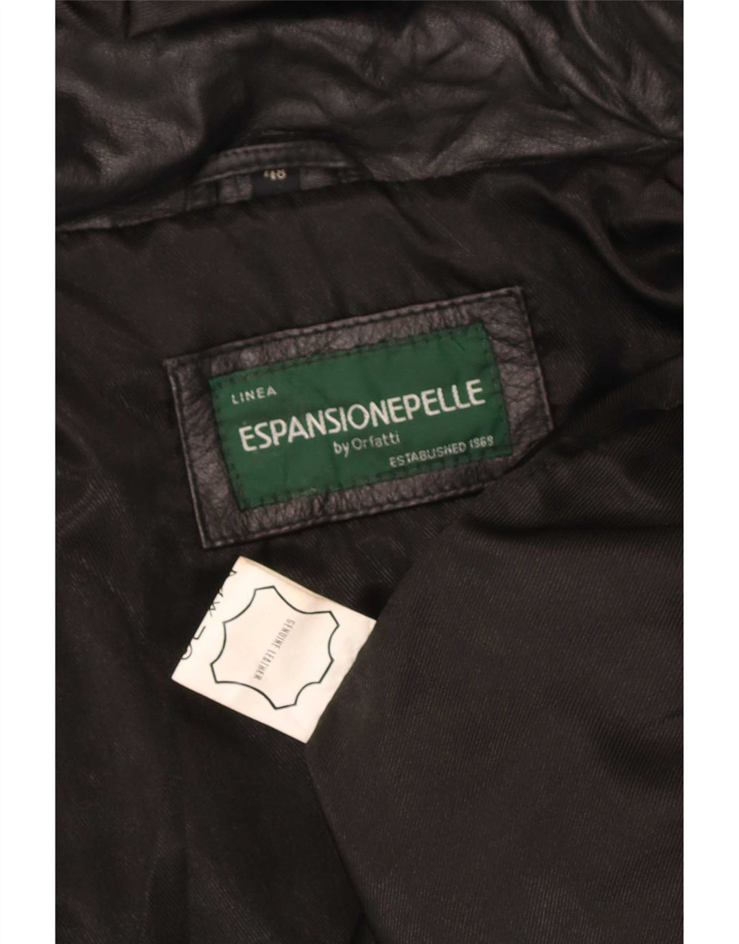 Orfatti Dame Hætte Læder Frakke IT 48 XL Sort