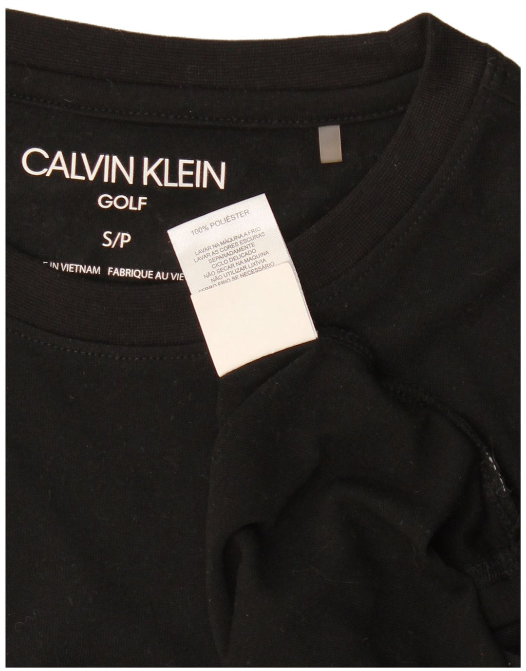 CALVIN KLEIN Herre Golf T-Shirt Top Lille Sort Polyester