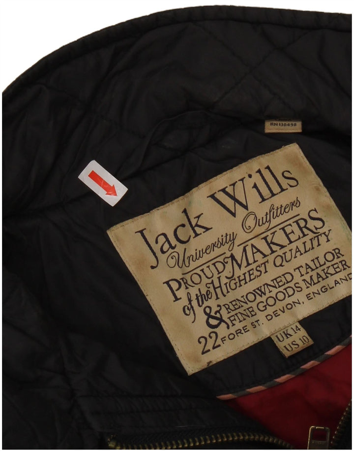 Jack Wills Dame Quiltet Jakke UK 14 Stor Sort Nylon