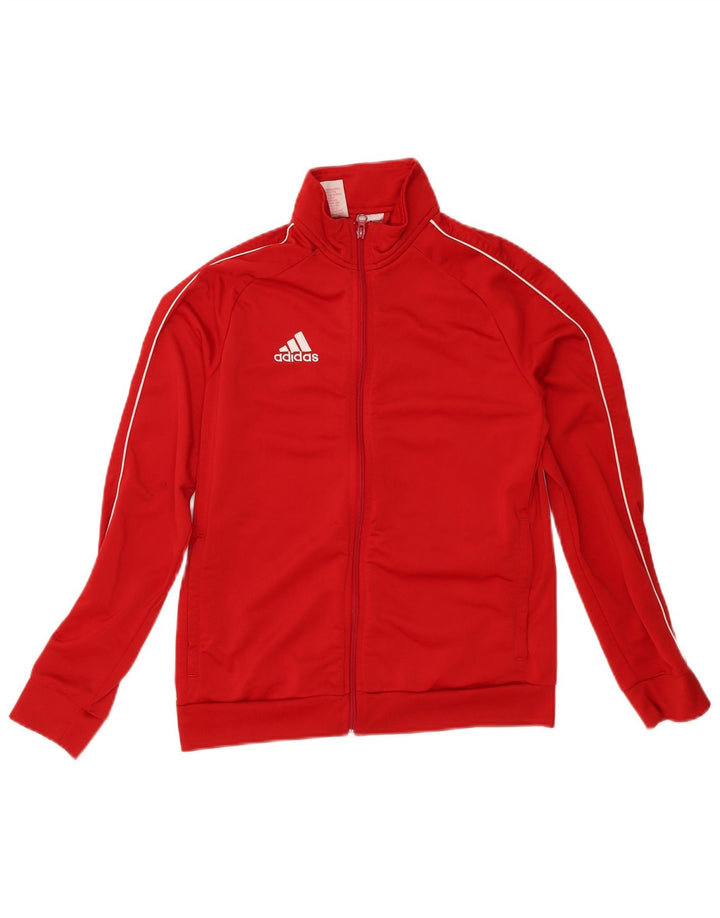 ADIDAS Boys Tracksuit Top Jacket 13-14 Years Red Polyester