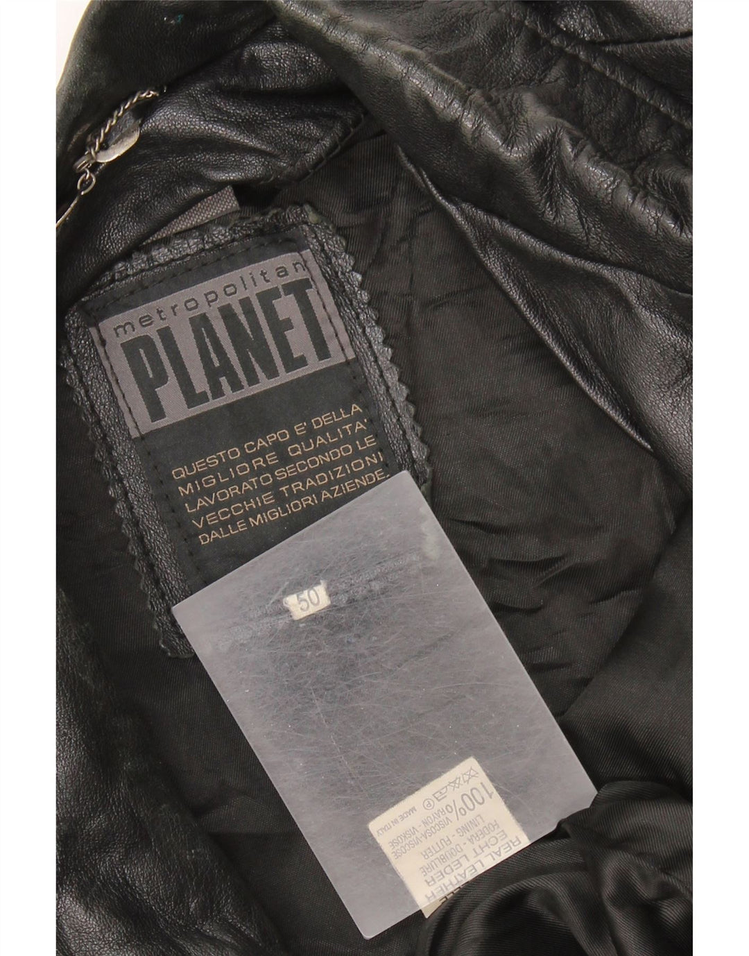 Vintage herre læderjakke IT 50 XL sort læder