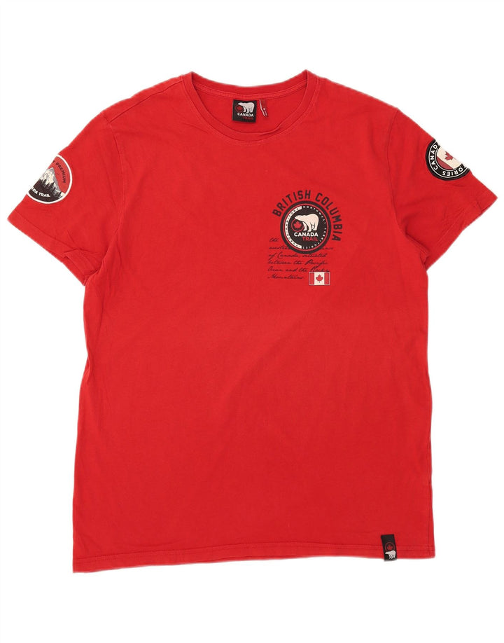 Canada Herre grafisk T-shirt top medium rød bomuld