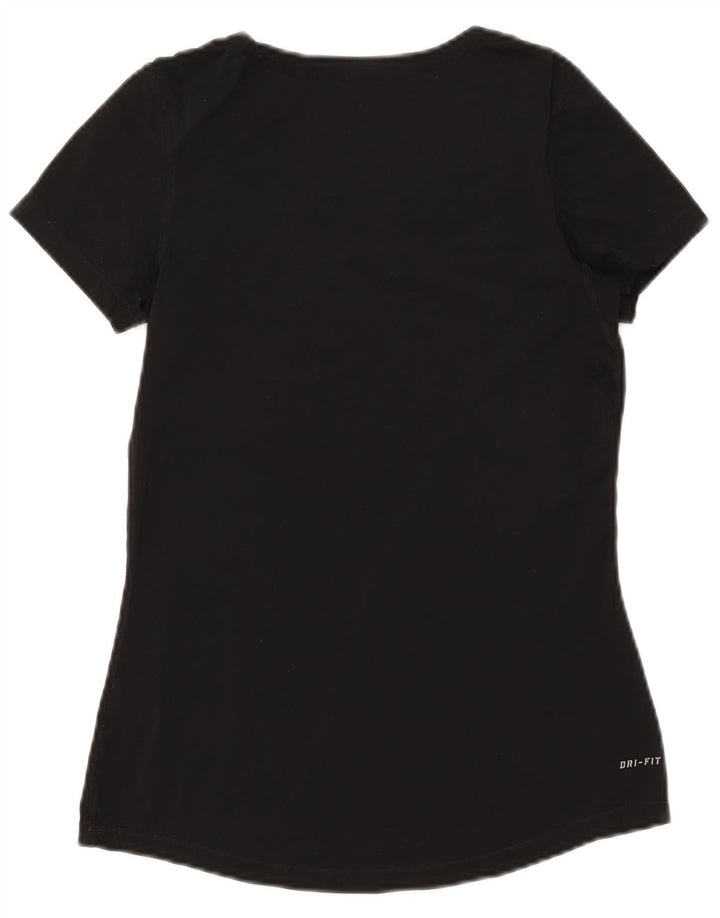 Nike Dame Dri Fit T-Shirt Top UK 12 Medium Sort Polyester