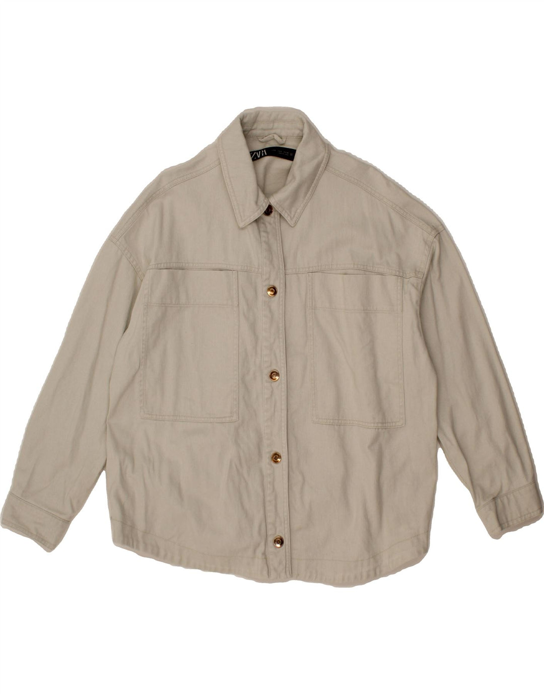 ZARA Womens Oversized Bomber Jacket UK 10 Small Off White Cotton Vintage Zara and Second-Hand Zara from Messina Hembry 