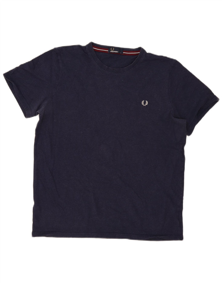 Fred Perry Herre T-shirt Top Stor marineblå bomuld