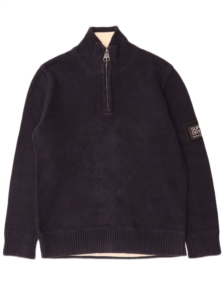 Superdry Sweater med lynlås til mænd Stor marineblå bomuld