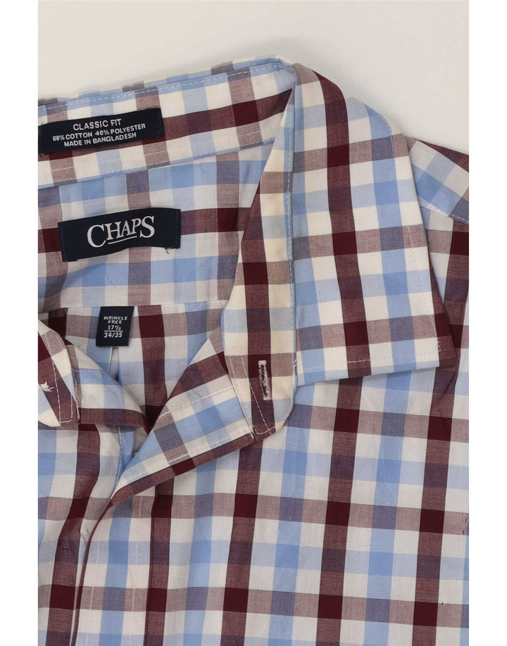 Chaps Herre Classic Fit skjorte str. 17 1/2 XL Blå ternet bomuld