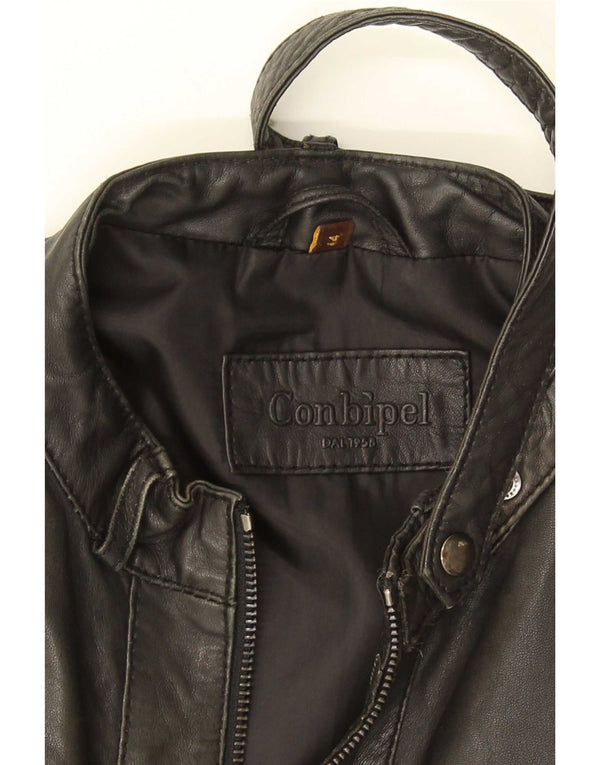 Conbipel Womens Bomber Læderjakke IT 44 Medium Sort Læder
